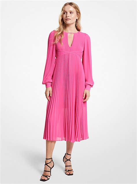 Pleated Georgette Midi Dress 